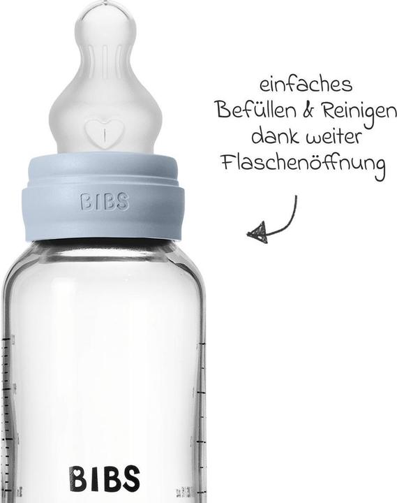 Produktbild Bibs Babyflaschen Glas-Flasche Baby Bottle Round 120 ml + Silikon-Trinksauger (120 ml)