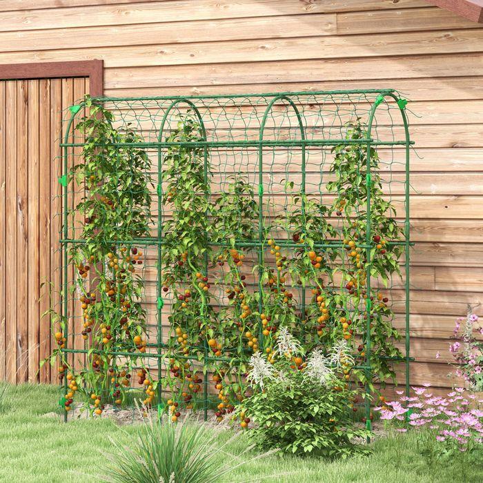 Actual product image Swisshandel24 Trellis, adjustable trellis, with net, for garden, balcony, steel, green, 43 x 182 x 183 cm (182 cm, 43 cm)