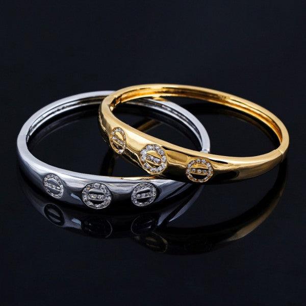 Immagine prodotto Hermex LUSSO Bracciale Bangle Placcato Platino Charms Zirconia - Platino (Lega di rame-nichel)