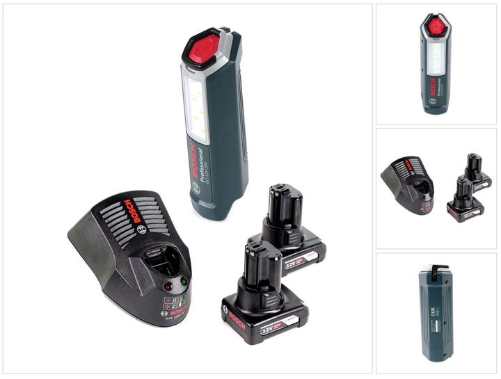 Bosch Professional GLI 12V-300 Akku Lampe + 2x GBA 12V 6,0 Ah Akku + GAL 1230 Ladegerät (300 lm)