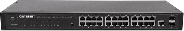Actual product image Intellinet 24-Port Web Managed Gigabit Ethernet Switch with 2 SFP Ports 24 x 10/100/1000 Mbps RJ45 Ports +... (24 Ports)