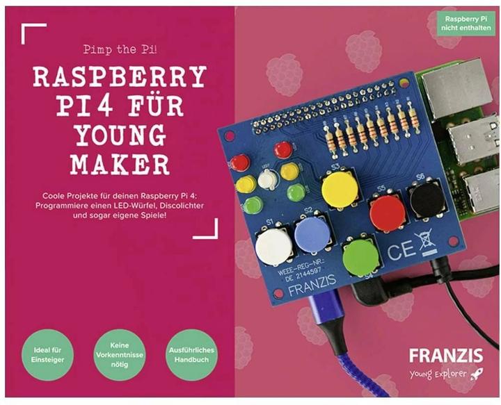 Actual product image Franzis Programming Board Raspberry Pi4 for Young Maker