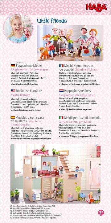 Image du produit Haba Little Friends - Meubles de maison de poupées Chambre à coucher pour adultes