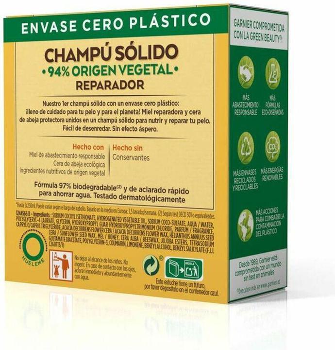 Etichetta energetica Garnier ORIGINAL REMEDIES champú sólido tesoros de miel 2 x 60 gr (Shampoo solido)