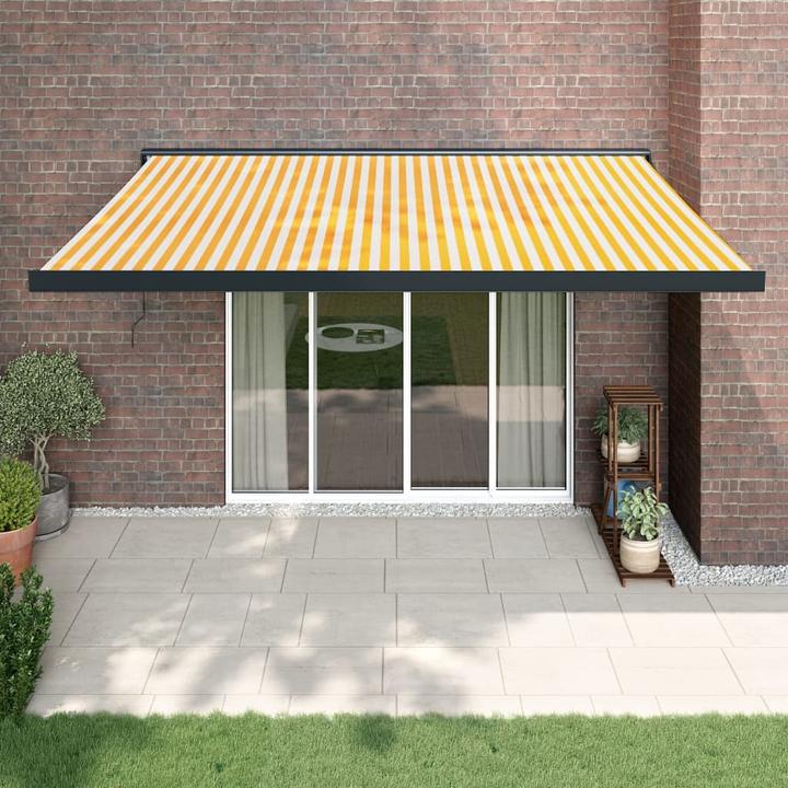 Immagine prodotto VidaXL Tenda da sole a bracci snodabili gialla e bianca 4,5x3 m Tessuto e (3 m)