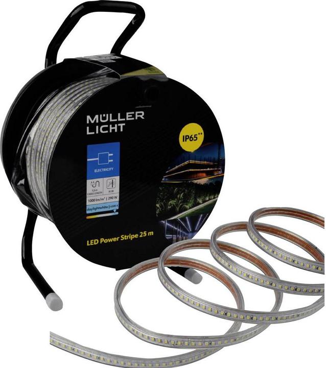 Immagine prodotto Müller Licht MÜLLER-LICHT Striscia di alimentazione a LED 21600028, 25m, 10W, 1000lm, 6500K (Luce del giorno, 2500 cm, Esterno, Interno)