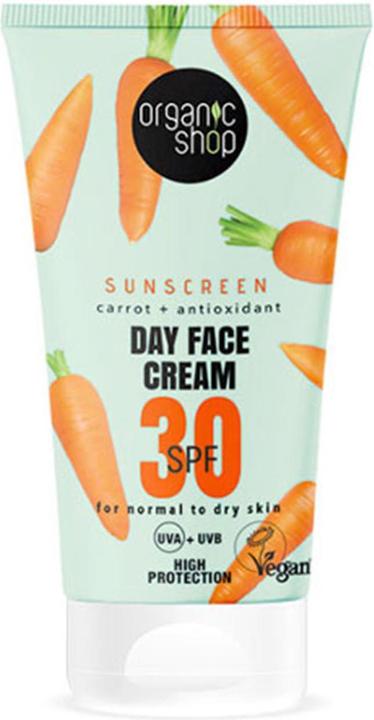 Organic Shop Sunscreen Day Face Cream 30 SPF für normale bis trockene Haut 50ml (Sonnencreme, SPF 30, 50 ml)