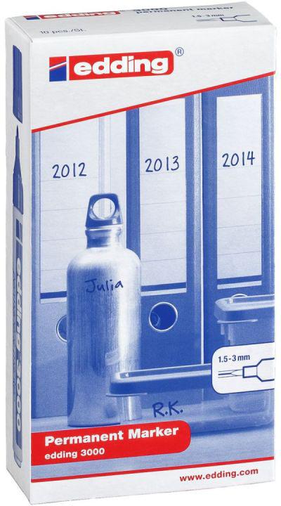 Produktbild Edding Permanent Marker 3000 (Mehrfarbig, 3 mm, 10 x)