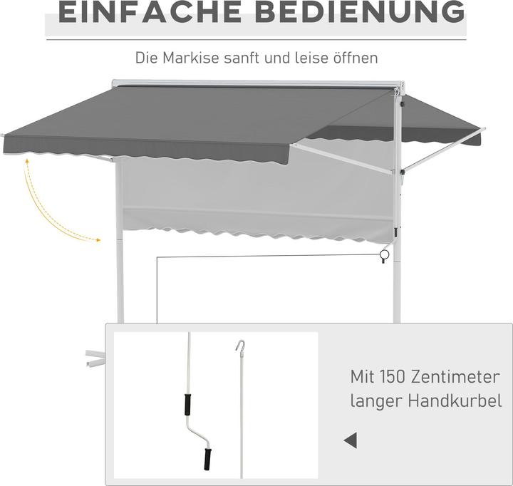 Produktbild Outsunny Standmarkise mit Kurbel (2.94 m)