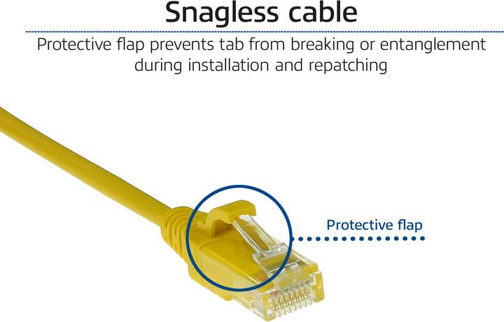 Actual product image Yellow 3 meter LSZH U/UTP CAT6 datacenter slimline patch cable snagless with RJ45 connectors (U/UTP, CAT6, 3 m)