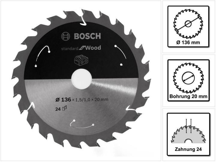 Immagine prodotto Bosch Professional Zubehör Lama per sega circolare a batteria PRO Wood, 136 x 1,5 x 20 mm