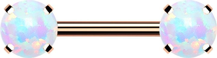 Produktbild Star Piercing Threadless Barbell rosegold front mit Opal weiss gefasst (Chirurgenstahl 316L)