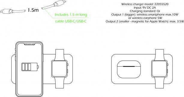 Produktbild Swissten Wireless CHARGER 2in1 Schwarz