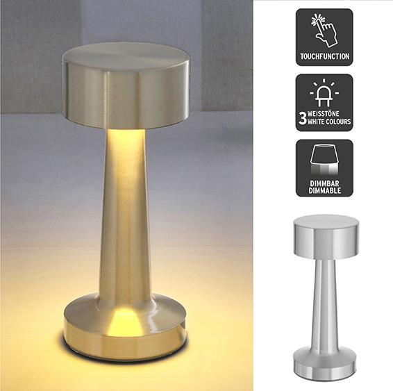 Immagine prodotto G. Wurm Lampada da tavolo LED TOUCH, USB, ferro da stiro, 20LEDs 3w, dimmerabile all'infinito, argento