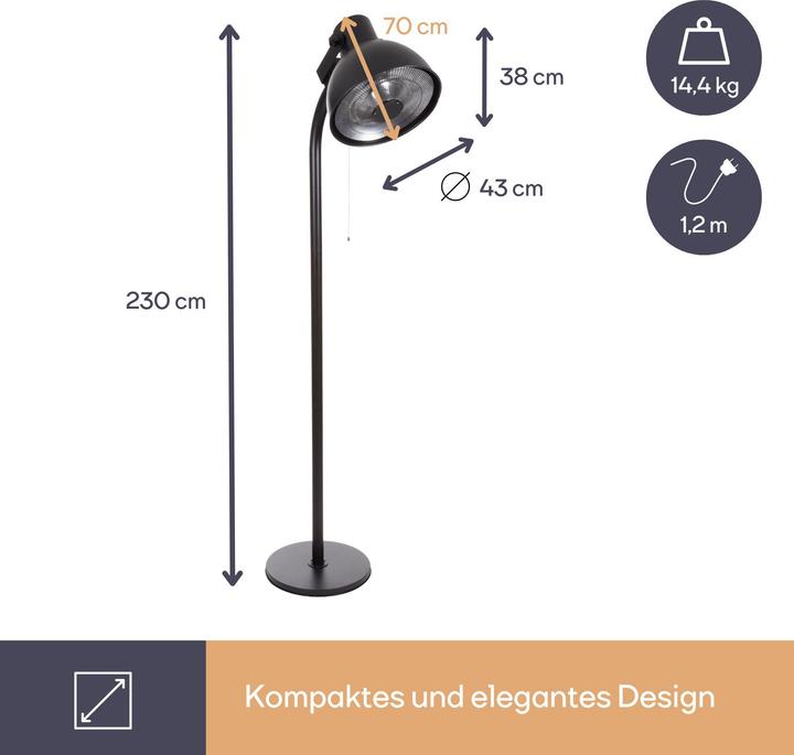 Produktbild Perel Terrassen-Strahler - mit Standfuss - 2000 W - Lampenschirm (2000 W)