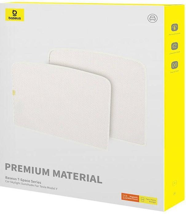 Actual product image Baseus Sunshade for Tesla Model Y T-Space Series - double layer (white)