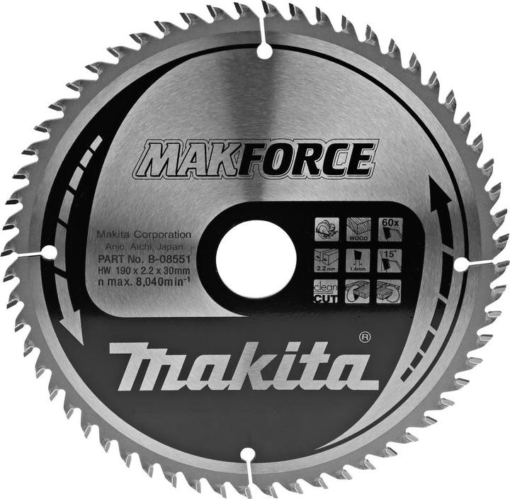 Image du produit Makita PIŁA TARCZOWA DO DREWNA 190x30mm 60z MAKFORCE