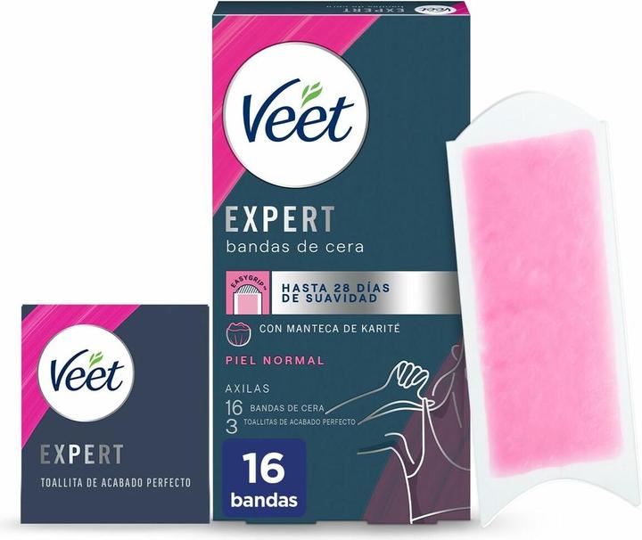 Veet Wachsstreifen für die Achseln - Piel Normal, 16 Stück (1 x, 20 g)