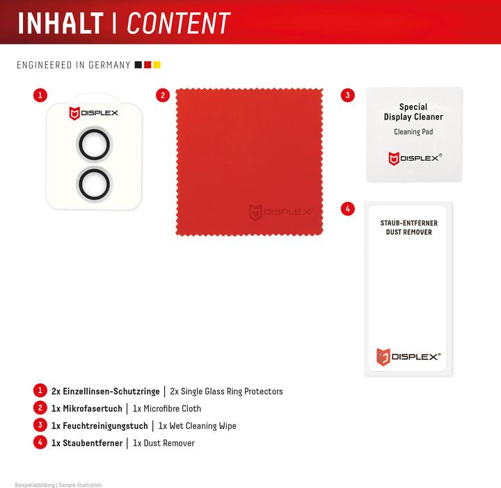 Produktbild Displex Premium Camera Lens Glass, Kamera Schutzglas, Einzelringe (1 Stück, Apple iPhone 16 Plus, Apple iPhone 16)