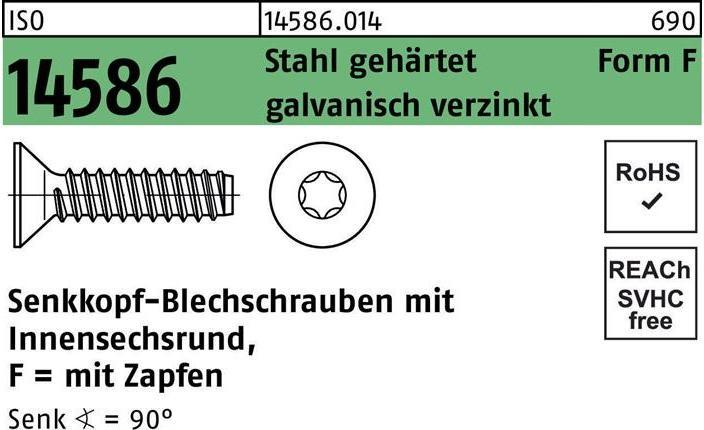 Immagine prodotto Vite autofilettante a testa svasata ISO 14586 con esagono incassato/studente 4,2 x 70 -F acciaio (250 Viti per pezzo)