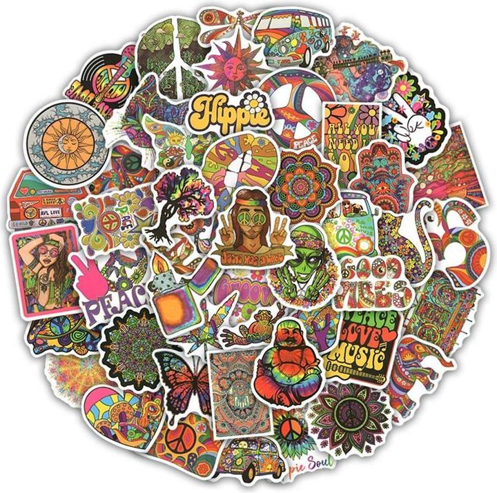 Image du produit JTI 50 autocollants avec des motifs psychédéliques