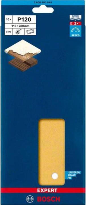 Produktbild Bosch Professional Zubehör EXPERT C470 Schleifpapier mit 14 Löchern für Schwingschleifer, 115 x 280 mm, G 120, 10-tlg. (120)