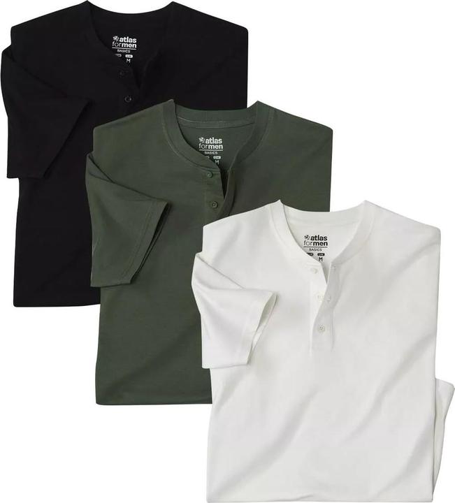 Atlas For Men TShirt HenleyKragen (3erPack) (5XL)