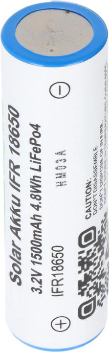 Produktbild AccuCell Akku Solar 18650 IFR Flat Top ohne Kopf ungeschützt (1 Stk., 18650, 1400 mAh)