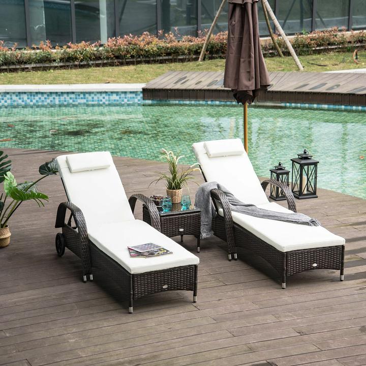 Image du produit Outsunny Bains de soleil en rotin avec table (200 cm)