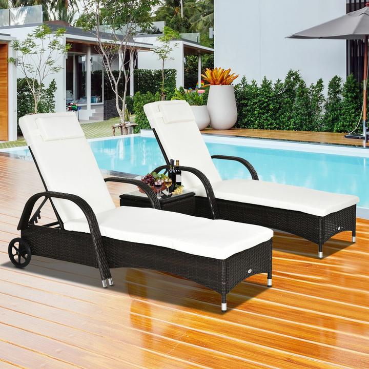 Image du produit Outsunny Bains de soleil en rotin avec table (200 cm)