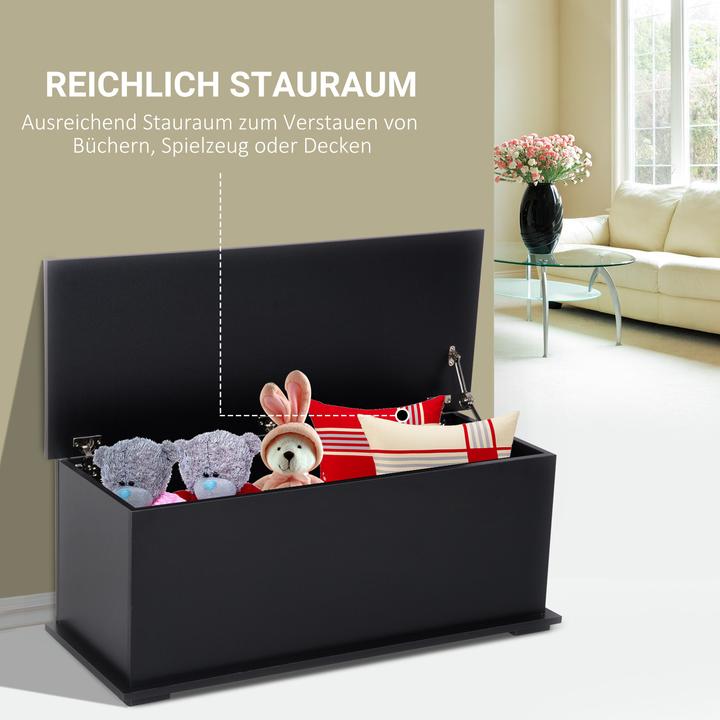 Image du produit Homcom Caisse en bois avec couvercle rabattable (100 x 40 x 40 cm)