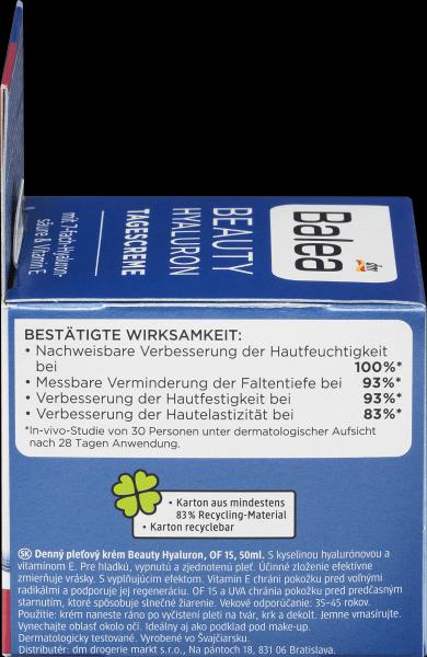 Produktbild dm Balea Beauty Hyaluron Tagescreme (50 ml, Tagescreme, SPF 15)