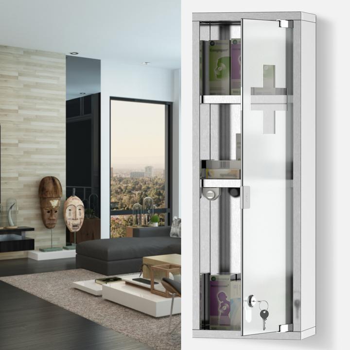 Actual product image Kleankin Medicine cabinet with lock (20 x 12 x 58 cm)