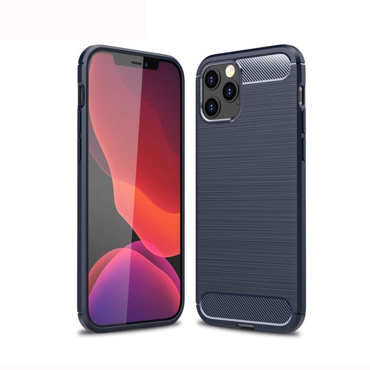 Produktbild König Design Hülle Handy Schutz für Apple iPhone 12 Case Cover Bumper Carbon Optik Etuis Blau (Apple iPhone 12, Realme 12 Pro+)