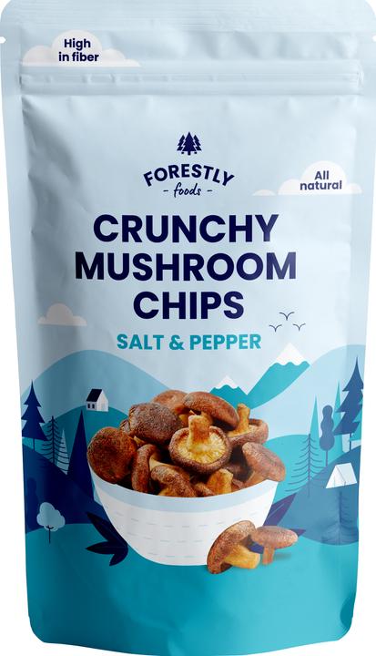 Actual product image Forestly Foods Crunchy Mushroom Chips Salt & Pepper (50 g)