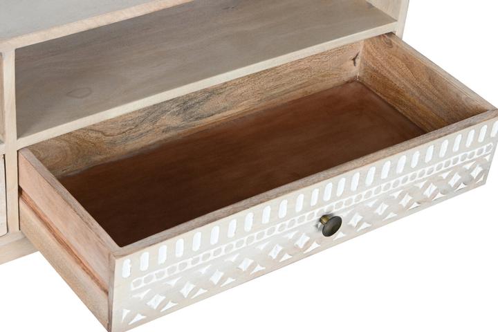 Produktbild DKD Home Decor TV furniture White Natural Mango wood 130 x 40 x 45 cm (130 x 40 x 45 cm)
