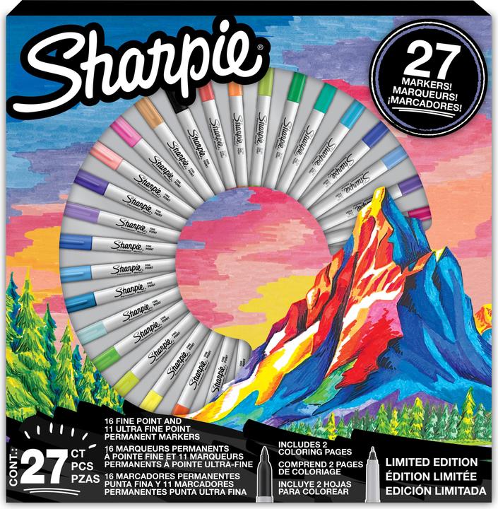 Sharpie - Permanent marker - Limited Edition Colouring promo pack 16 Fine + 11 Ultra Fine (2205231) (Multicoloured, 27 x)