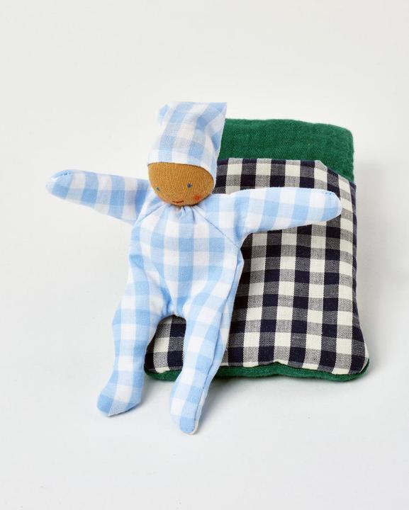 Image du produit Käthe Kruse BABY avec sac de couchage carreau bleu (12.50 cm)