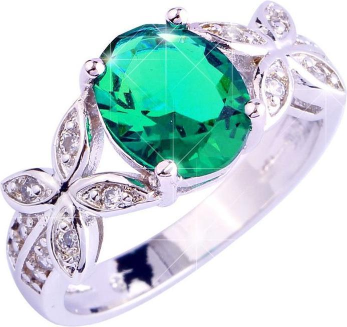 Immagine prodotto Hermex Anello placcato argento con quarzo smeraldo - Misura 58 / Misura 8 (8)
