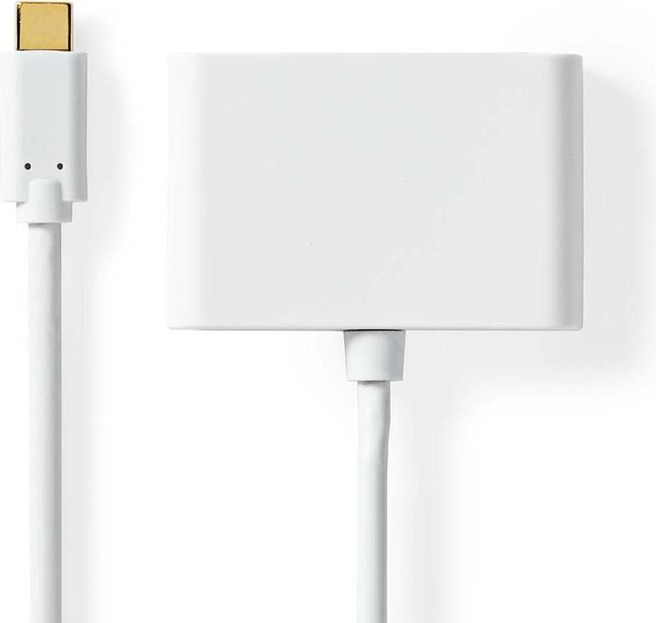 Produktbild Nedis USB Adapter USB 3.2 Gen 1 USB-CT Male 2X USB-A 1000 Mbps 0.20 m Round Nickel Plated PVC White (USB Typ-C, 20 cm)