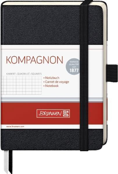 Immagine prodotto Taccuino KOMPAGNON circa A6 a quadretti, copertina rigida nera 192, di cui 16 pagine staccabili (A6, Quadretti, Copertina rigida)