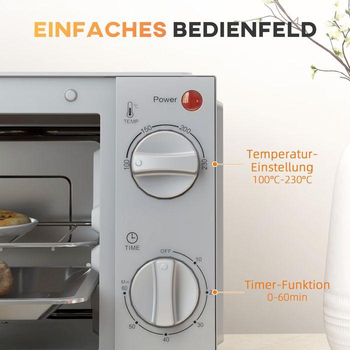Image du produit Swisshandel24 Minibackofen 9L Mini Ofen mit Backblech, Grillrost, 100 °C-230 °C Edelstahl, silber