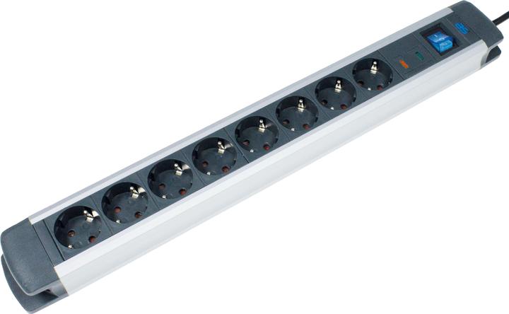 Actual product image As - Schwabe 18368 Surge protection socket strip black/silver protective contact (8 x, CEE 7/3, 1.50 m)