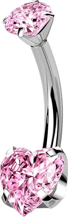 Produktbild Star Piercing Banane silber mit Kristall und Kristallherz pink (ohne Messing, Titan G23)