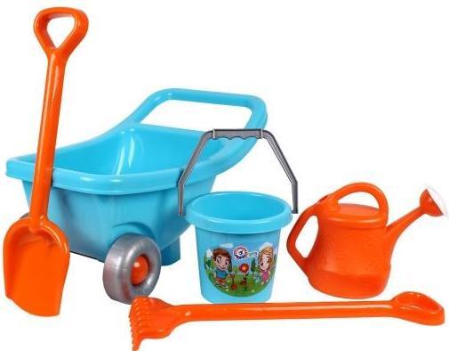 Technok Garten-Set Schubkarre inkl. Geräten blau/orange 5 Teile