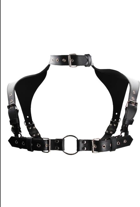 Ouch! Men Harness with Neck Collar- Leather (One size)