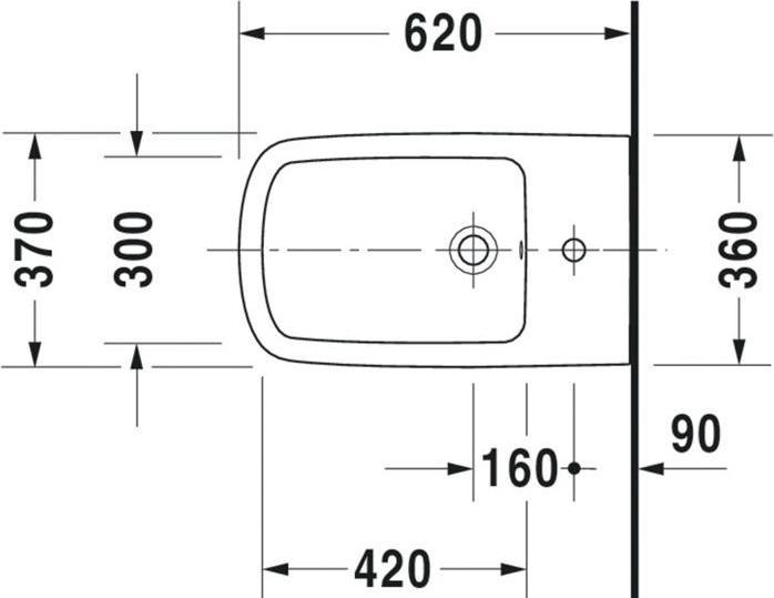 Produktbild Duravit Wand-Bidet DURASTYLE m ÜL HLB 370x620mm 1 Hahnloch weiss