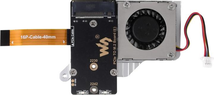 Actual product image WaveShare Fan with PCIe to M.2 card for Raspberry Pi 5