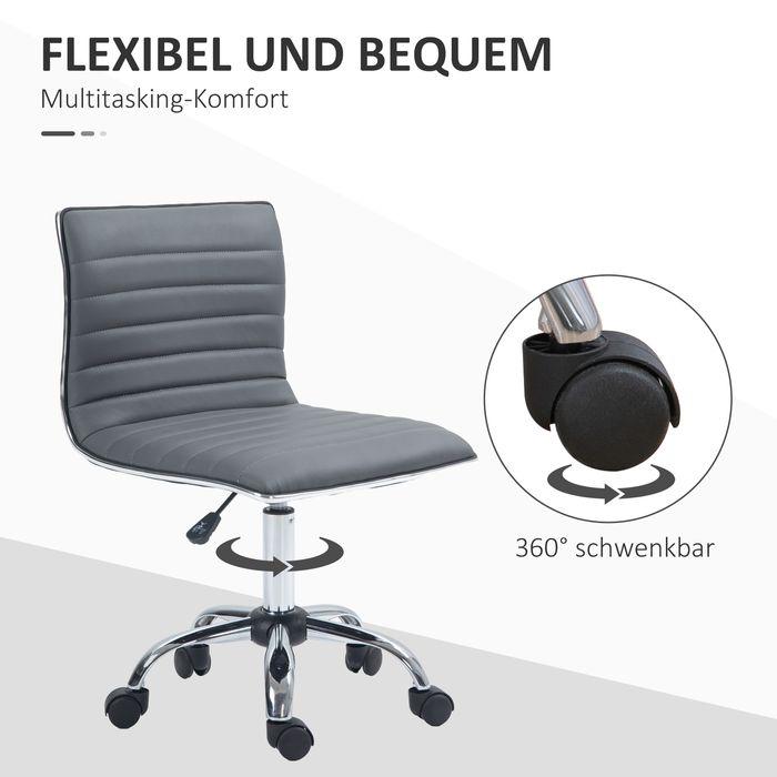 Immagine prodotto Swisshandel24 Bürostuhl ohne Armlehnen, höhenverstellbar Drehstuhl mit Rollen, Dunkelgrau