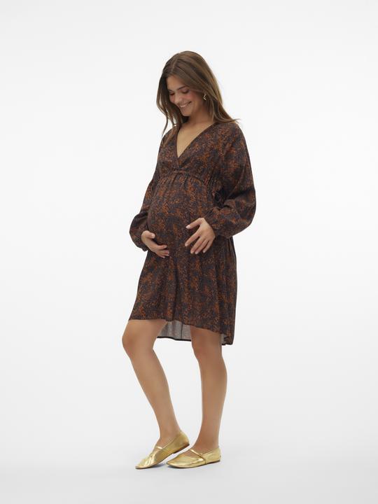 Produktbild Mamalicious Normal geschnitten V-Ausschnitt Elastische Bündchen Ballonärmel Kurzes Kleid Kleid (L)